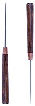 ZLKSKER (Pack of 2) Leather Scratch Awl with Wooden Handle, Sewing Tailors Awl for Punch Stitching, DIY Handmade Leather Craft Repair Tools