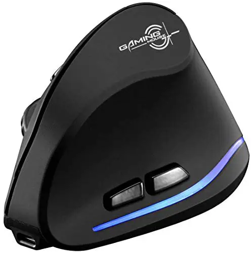 ZLOT Rechargeable Ergonomic Mouse,2.4G USB Optical LED Vertical Wireless Mice with 3 Adjustable DPI 1000/1600/2400 and 6 Buttons for Laptop, PC, Computer, Desktop, Black