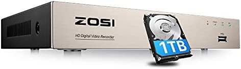 ZOSI H.265+ 5MP Lite 8 Channel Hybrid 4-in-1 HD TVI CCTV DVR, 8CH 1080P Surveillance Video Recorders with Hard Drive 1TB for Home Security Camera System,Mobile Remote Access,Motion Detection