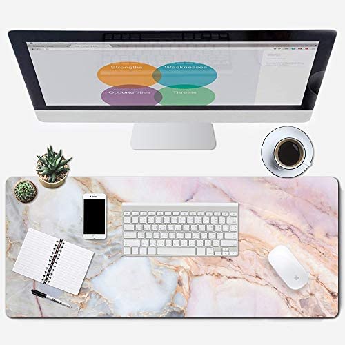 ZYCCW Large Gaming XXL Mouse Pad, Oversized Extended Mat Desk Pad Keyboard Pad (31.5″x11.8″x0.15″) Thick Non-Slip Rubber Stitched Edges(Marble)
