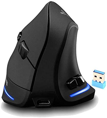 Zeerkeer Wireless Vertical Gaming Mouse 2.4G USB Rechargeable Ergonomic Vertical Mouse with 3 Adjustable DPI(1000/1600 /2400) and 6 Buttons for PC, Desktop, Laptop