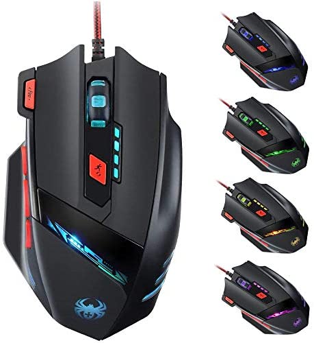Zelotes Gaming Mouse Wired,9200DPI 8 Buttons Ergonomic Game Computer Mice,USB RGB PC Gaming Mouse,Black