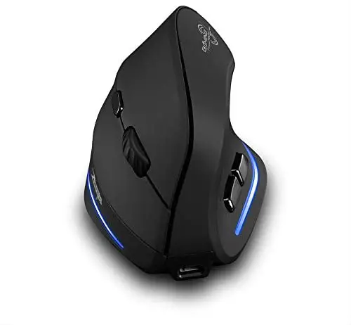 Zelotes Rechargeable Vertical Mouse,2.4G Vertical Wireless Mouse,3 Adjustable DPI Levels, 6 Buttons Ergonomic Mouse for Laptop,Computer,PC,Desktop,Black