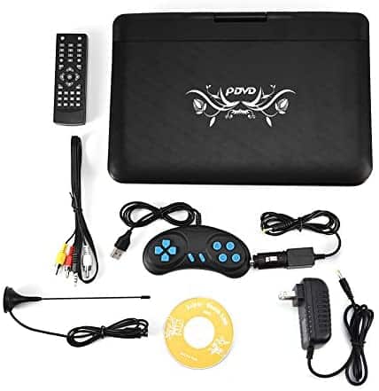 Zerone 13.9inch HD Portable DVD Player, MP3/CD/TV Player with Swivel Screen Built-in Rechargeable Battery Supported Secure Digital Memory Card and USB Direct Play (US Plug 110-240V)