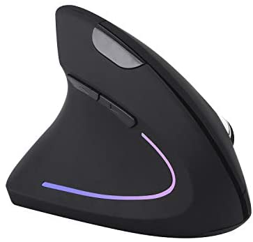 Zienstar-2.4G Wireless Left Handed Ergonomic Vertical Mouse – 800/1200/1600 DPI,Rainbow Backlit,5 Buttons for Laptop, Desktop, PC, MacBook – Black