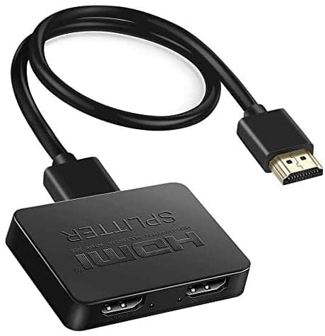 avedio links HDMI Splitter 1 in 2 Out, 4K HDMI Splitter for Dual Monitors Duplicate/Mirror Only, 1×2 HDMI Splitter 1 to 2 Amplifier for Full HD 1080P 3D with HDMI Cable (1 Source onto 2 Displays)
