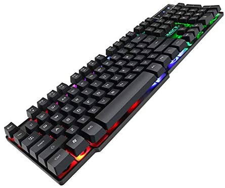 axGear Gaming Keyboard RGB LED Light Backlit Gamer USB Wired Silent Keyboard Noiseless