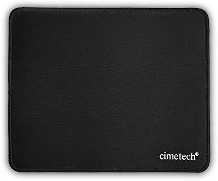 cimetech Mouse Pad with Stitched Edge, Water-Resistant, Premium-Textured Mouse Mat, Non-Slip Rubber Base Mousepad for Laptop, Computer & PC, 10.6×8.3×0.1 inches (Black)