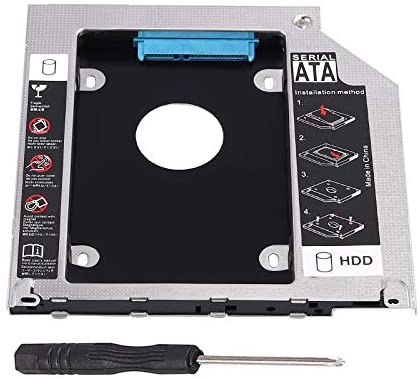 eSynic Hard Drive Caddy Tray 2.5″ 2nd HDD SDD Kit 9.5mm SATA HDD SSD Adapter Optical Bay Drive Slot for Pro Unibody 13 15 17 SuperDrive DVD Drive Replacement Only