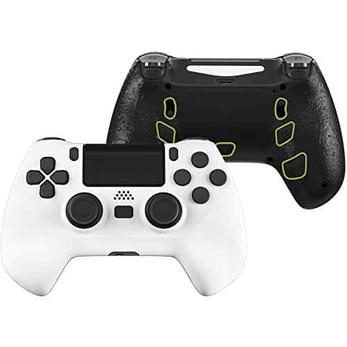 eXtremeRate White Decade Tournament Controller (DTC) Upgrade Kit for PS4 Controller JDM-040/050/055, Upgrade Board & Ergonomic Shell & Back Buttons & Trigger Stops – Controller NOT Included