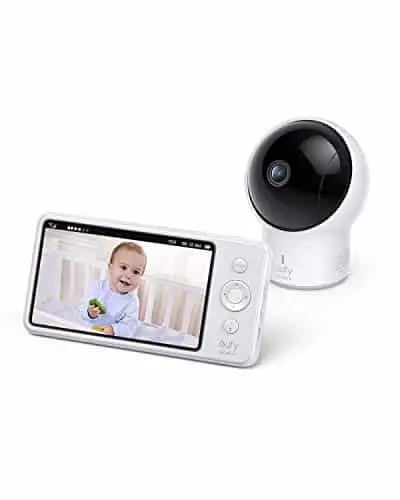 eufy Security, SpaceView Pro 720p Video Baby Monitor with 5’’ Screen, Two-Way Audio, Pan & Tilt, 5200mAh Battery, Night Vision, Lullaby Player, Ideal for New Parents, Wide Angle Lens Not Included