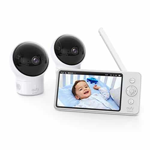 eufy Security, Video Baby Monitor with Camera and Audio, 2-Cam Kit, 720p HD, Ideal for New Moms, 5″ Display, 110° Wide-Angle Lens, Night Vision