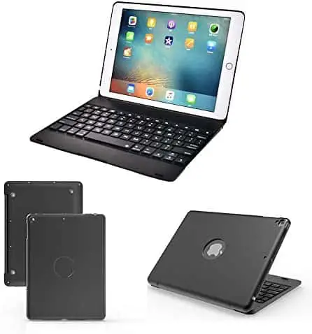 for iPad 9.7 inch 2018 2017 Bluetooth Keyboard Case. Smart Folio Stylish Hard Shell Cover Bluetooth Slim Keyboard Case for iPad Air/Air 2/iPad Pro (Black)