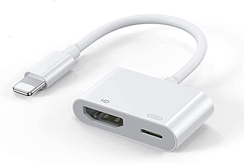for iPhone 12 HDMI Adapter,Digital AV Adapter 4K HDMI Sync Screen Digital Audio AV Converter+Charging Port for iPhone/for iPad 1080P HDMI Converter for HDTV/Projector/Monitor-Support All iOS