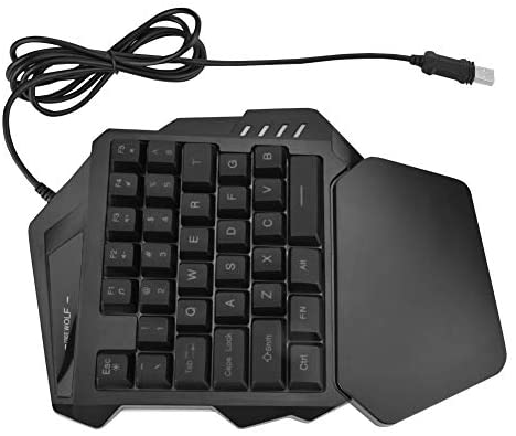 fosa Fast Response Single Hand Gaming Keyboard, 5 Multi-Media Keys No Delay Single Hand Gaming Keyboard Breathing Lights Ergonomic Single Hand Keypad with Wrist Rest