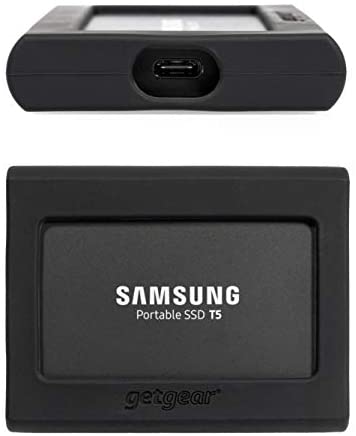 getgear Silicone Bumper for Samsung Portable SSD T5, Strong-Shock Absorbing, Slip-Resistant- Black