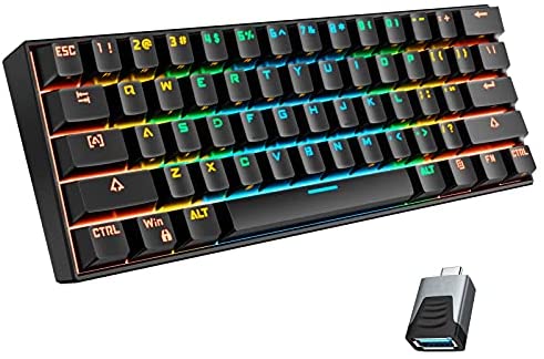 hiwings Mechanical Gaming Keyboard 60%, Wireless/Wired Bluetooth Mechanical Keyboard with RGB Backlit/Full Anti-ghosting 61Keys Compact Mini Keyboard (Blue Switch)