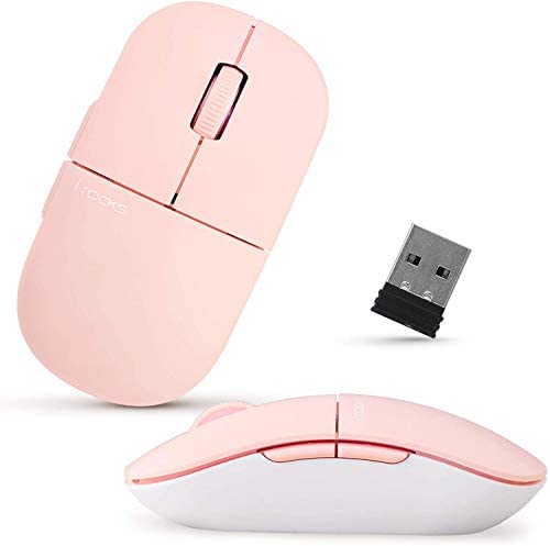 i-Rocks M23R 2.4G Wireless Silent Slim Mouse, Optical Mice with USB Nano Receiver, Adjustable DPI Levels for PC, Notebook, Computer, Laptop, Desktop, Ergonomic Design – Pink