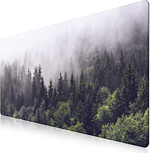 iCasso Extended Gaming Mouse Pad, Large Non-Slip Rubber Base Mousepad with Stitched Edges, Waterproof Keyboard Mouse Mat Desk Pad for Work, Game, Office, Home – Forest (Extended X-Large)