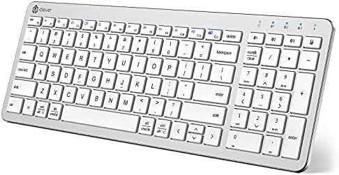 iClever BKA26S Bluetooth Keyboard, Multi Device Keyboard Rechargeable Bluetooth 5.1 with Number Pad Ergonomic Design Full Size Stable Connection Keyboard for iPad, iPhone, Mac, iOS, Android, Windows