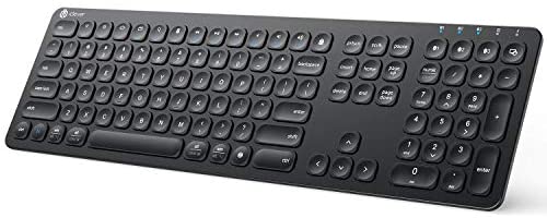 iClever BKA38B Bluetooth Keyboard, Multi Device Keyboard Rechargeable Bluetooth 5.1 with Number Pad Ergonomic Design Full Size Stable Connection Keyboard for iPad, iPhone, Mac, iOS, Android, Windows