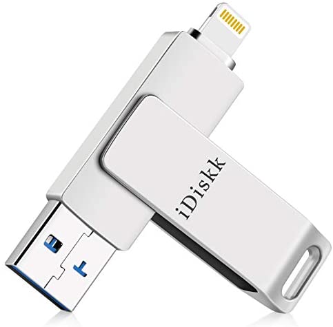 iDiskk【MFi Certified】 128GB Photo Stick for iPhone USB Flash Drive for iPhone12/12 mini/12 pro max/11/11 pro/XR/X/XS/SE/8,for iPad,MacBook and PC Photo Storage for iOS 14 and Touch ID Encryption