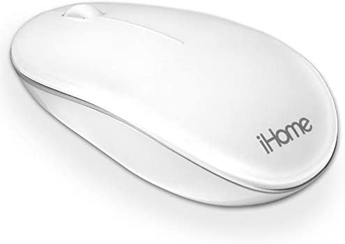 iHome Bluetooth Mac Mouse with Scroll Wheel, 3-Buttons, 1600 DPI, Laptops and Computers, Slim and Compact, Right or Left Hand Use, White