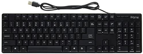 iHome IH-K301 Classic Corded Quiet Touch Slim Full Size USB Desktop Keyboard