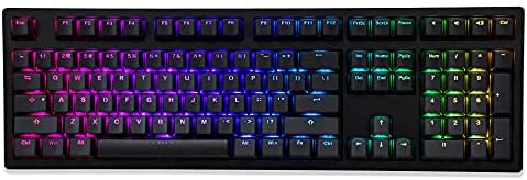 iKBC MF108 v3 RGB LED Backlit Mechanical Keyboard with Cherry MX Brown Switch for Windows and Mac, Full Size Computer Keyboards with PBT Double Shot Keycaps, CNC Aluminum Black Color Case, ANSI/US