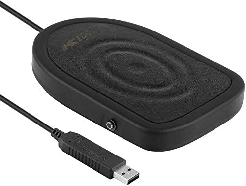 iKKEGOL USB Foot Pedal Switch Gaming, Black Metal Single HID Action Programmable Digital Hand Control Keyboard Mouse with 3 Color Rubber Mat