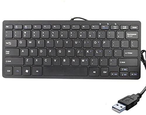 iKKEGOL USB Mini Slim Wired 78 Key Small Super Thin Compact Keyboard for Desktop Laptop PC Win 7 Mac (Black)