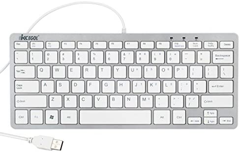 iKKEGOL USB Slim Mini Wired 78 Key Small Super Thin Compact Keyboard for Desktop Laptop PC Win 7 Mac (White)