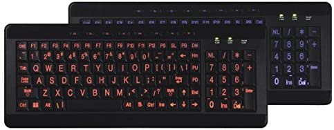 iMBAPrice Large Font Print USB LED Backlit Keyboard, Orange and Blue (IMBA-LOB-BKB)