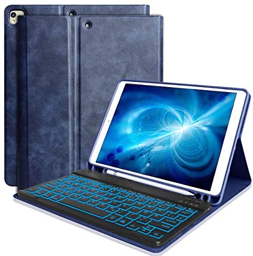 iPad Case with Keyboard 10.2 8th Generation, Backlit Keyboard for iPad 7th Gen 10.2,Pencil Holder,Wireless Bluetooth Keyboard Case for iPad 8th Gen /7th Gen / 10.5“ Air 3 /Pro 10.5 2017 (Blue)