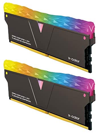 v-Color Prism Pro RGB 16GB (2 x 8GB) DDR4 3200MHz (PC4-25600) Desktop Computer Gaming RGB Memory Module Ram – Jet Black (TL8G32816C-E6PRKWK)