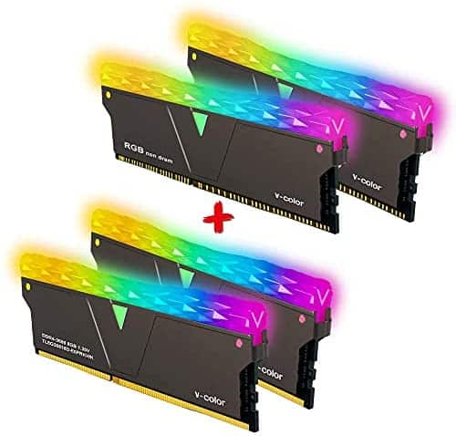 v-Color Prism Pro RGB DDR4 16GB(2x8GB+2x0GB) 3600MHz (PC4-28800) RAM with RGB Filler Kit Gaming Desktop Gaming Memory Module Ram -SCC Kit Jet Black (SCC-TL8G36818D-E6PRKWK)