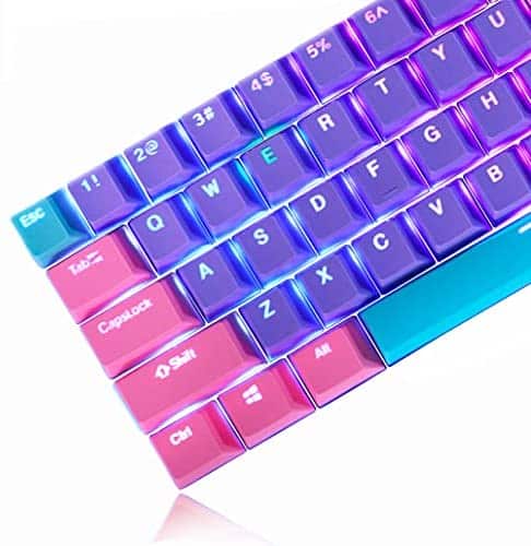 （Only Caps） Backlit Keycaps 60 Percent for GK61 RK61 Anne pro 87/104 PBT Keycaps Set for Ducky one 2 Mini 60% Mechanical Gaming Keyboard Gateron Kailh MX Switches (Violet)