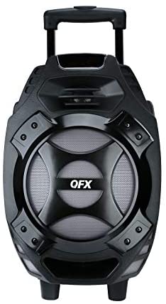 QFX Portable Bluetooth Speaker – PBX-61081BT SI Silver – Outdoor Party Aux Wireless with Built-in 8” Subwoofer