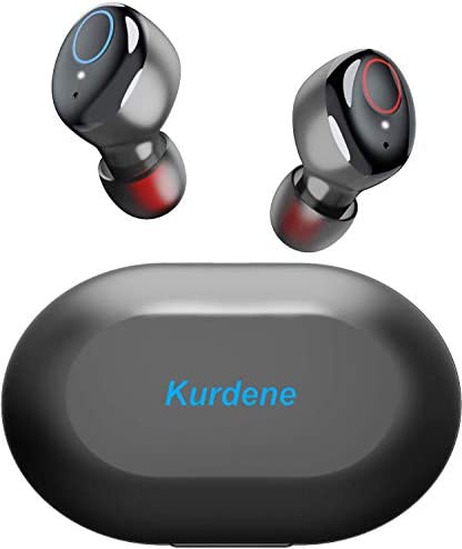 Kurdene Wireless Earbuds,Bluetooth Earbuds with Charging Case Bass Sounds IPX8 Waterproof Sports Bluetooth Headphones with Mic Touch Control 24H Playtime -Black