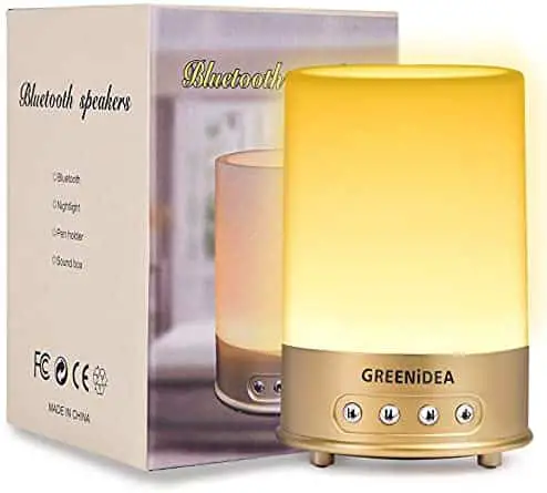 Greenidea Bluetooth Speaker Night Light,Portable Speaker Candle LED Night Light with 360° Sound Pen Holder for Outdoor Sports,Beach,Camping- Gold
