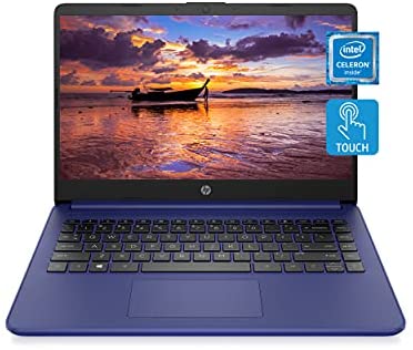 HP 14 Laptop, Intel Celeron N4020, 4 GB RAM, 64 GB Storage, 14-inch HD Touchscreen, Windows 10 Home, Thin & Portable, 4K Graphics, One Year of Microsoft 365 (14-dq0050nr, 2021, Indigo Blue)
