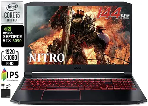 2021 Flagship Acer Nitro 5 15 Gaming Laptop 15.6″ FHD 144Hz IPS,10th Gen Intel 4-Core i5-10300H (Beats i7-7700HQ),32GB DDR4 1TB NVME SSD,NVIDIA RTX 3050 Backlit Keyboard Win 10 WiFi6 +Marxsol Cables