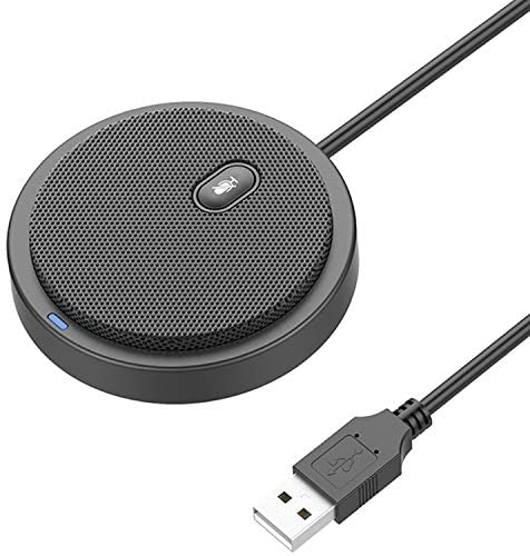 2021 Upgraded USB Conference Microphone for Computer, 360° Omnidirectional Condenser Mic with Mute Key, Great for Video Conference, Gaming, Chatting, Skype, Plug & Play, Windows macOS, Ideal for Gift