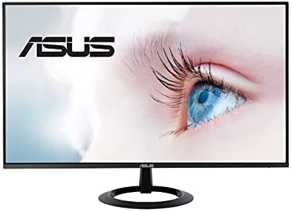ASUS 27” 1080P Monitor (VZ27EHE) – Full HD, IPS, 75Hz, 1ms, Adaptive-Sync/FreeSync, Low Blue Light, Flicker Free, Ultra-Slim, VESA Mountable, Frameless, HDMI, VGA