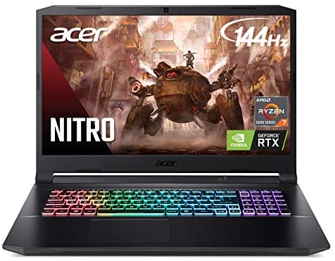 Acer Nitro 5 AN517-41-R0RZ Gaming Laptop, AMD Ryzen 7 5800H (8-Core) | NVIDIA GeForce RTX 3060 Laptop GPU | 17.3″ FHD 144Hz IPS Display | 16GB DDR4 | 1TB NVMe SSD | WiFi 6 | RGB Backlit Keyboard