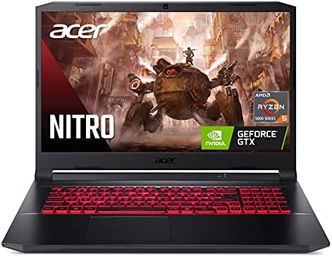 Acer Nitro 5 AN517-41-R7EY Gaming Laptop, AMD Ryzen 5 5600H Hexa-Core Processor | NVIDIA GeForce GTX 1650 | 17.3″ FHD IPS Display | 8GB DDR4 | 512GB NVMe SSD | WiFi 6 | Backlit Keyboard