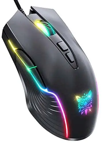 Ajsaki New Version Gaming Mouse Wired,Chroma RGB Backlit 6400 DPI Adjustable Gaming Mouse, Grip Ergonomic Optical PC Computer Gaming Mice ,7 Buttons for Windows 7/8/10/XP Vista Linux(Black)
