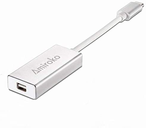 Amiroko USB-C to Mini DisplayPort Adapter, USB 3.1 Type C (Thunderbolt 3) to Mini DP Adapter 4K Compatible with Lenovo T470, MacBook Pro to LED Cinema Display /Dell Monitor, etc – Silver