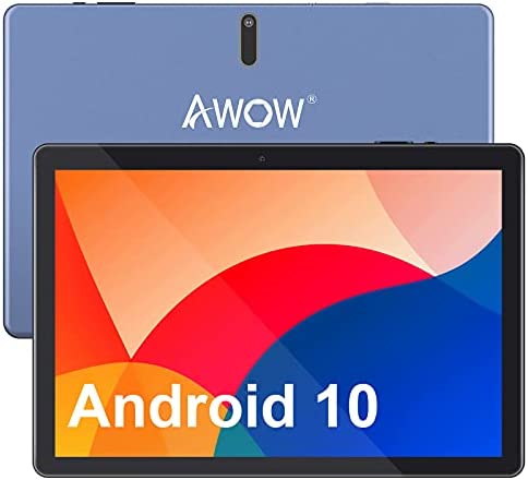 Android 10 Tablet, AWOW 10.1 inch Tablet, 4GB RAM, 64GB Storage, IPS HD 1280X800, Up to 1.6GHz Quad-Core Processor,13MP Rear Mount,2.4G&5G Wi-Fi, Bluetooth, 5000mAh Battery Life, Grey, AWOW UTBOOK