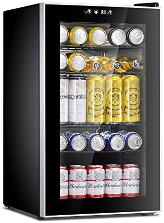 Antarctic Star Beverage Refrigerator Cooler-85 Can Mini Fridge Glass Door for Soda Beer Wine Stainless Steel Glass Door Small Drink Dispenser Machine Digital Display for Home, Office Bar,2.3cu.ft